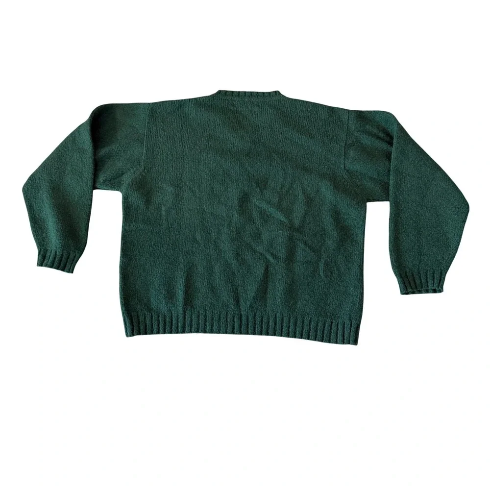 Polo Ralph Lauren Mens XL Green Wool Alpaca V-Neck Sweater Suede Elbow Patches